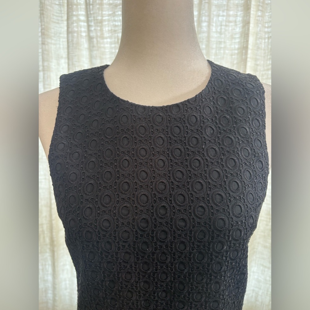 Theory Gwideen Black Eyelet Shift Dress Size 4 NWT - Picture 3 of 9
